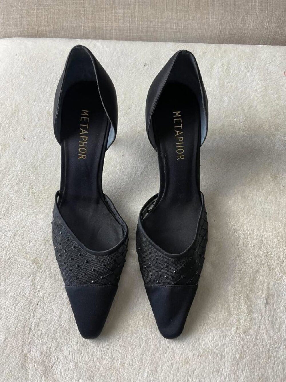 EUC Metaphor Black Satin Pointy Toe Pump size 8